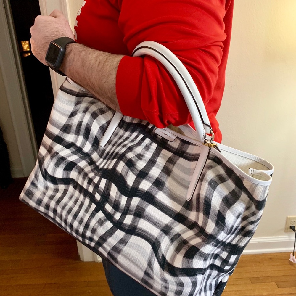 Coach Wavy Gingham Plaid Large Tote - Picture 8 of 8